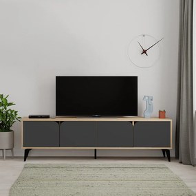 Czarna szafka pod TV w dekorze dębu 180x51 cm Nola – Marckeric