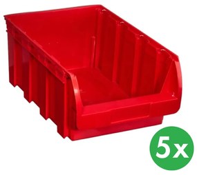 Plastikowy pojemnik COMPACT, 316 x 500 x 200 mm, 5 szt., czerwony