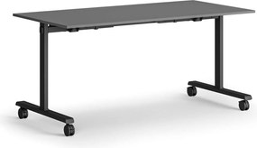 Mobilny stół MATCH, 160x80 cm, czarna podstawa, szary