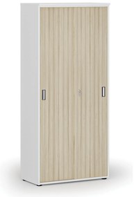 Szafa z drzwiami przesuwnymi PRIMO WHITE, 800 x 420 x 1781 mm, biały/dąb naturalny