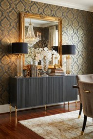 Czarna trzydrzwiowa komoda na złotych nóżkach R5-Z79