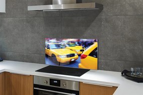 Panel szklany do Kuchni Żółta Taksówka w Mieście