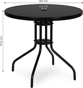 Stolik ogrodowy, balkonowy 80 cm Torello 072, czarny, okrągły