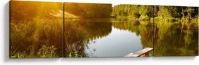 Obraz - Jezioro w pobliżu lasu (170x50 cm)