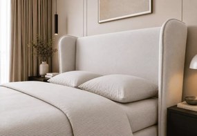 Łóżko kontynentalne Laine z pojemnikiem boxspring bonell H3 tapicerowane 120-200x200 cm