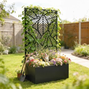 Outsunny podwyższana grządka metalowa z kratownicą dla pnączy, wolnostojąca lub do montażu na ścianie | Aosom PL