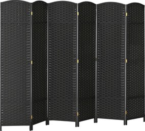 HOMCOM 6-częściowy parawan, składana osłona, zasłona dla salonu, sypialni, biura domowego, Czarny