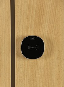 Szafka skrytkowa S1, 3 schowki, 1850 x 300 x 500 mm, demontaż, zamek RFID, drzwi laminowane, buk