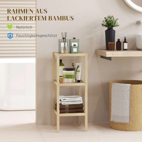 HOMCOM Regał Łazienkowy, 3 Poziomy, Odporny na Wilgoć, z Bambusa, 33 x 31 x 78 cm