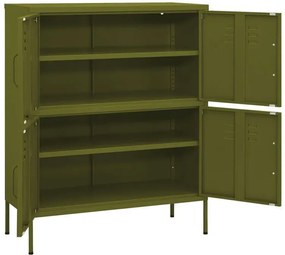 Metalowa zamykana szafka garażowa oliwkowa - Dova 4X
