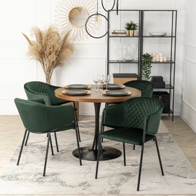 Krzesło Tapicerowane do Salonu INNES 2 Zielone Welurowe Nowoczesne Loft