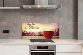 Szklany Panel Napis na Jesiennym Kubku