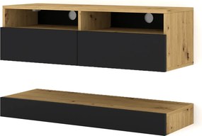 Zestaw szafka rtv z panelem dąb artisan + czarny N7-Z84