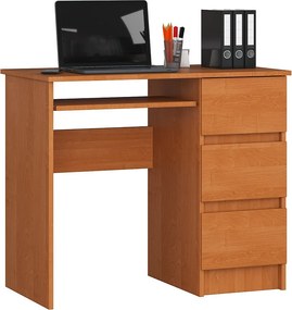 Biurko komputerowe AKORD A6 Olcha 90 cm prawe 3 szuflady kolor Olcha mat 1 półka 90x50x77 cm