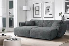 Ciemnoszara sofa z tkaniny szenilowej z szezlongiem 252 cm Nelia Big – Ropez