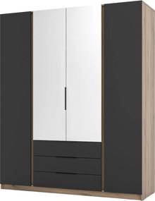 Szafa CAGLIARI - Dąb evoke coast / Czarny / 3 szuflady / 2 lustra boki
