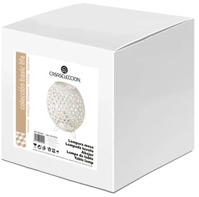 Biała bambusowa lampa stołowa (wys. 23 cm) – Casa Selección