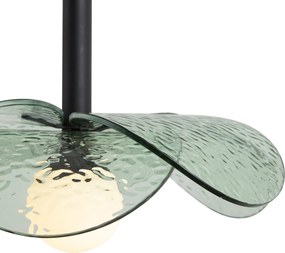 Designerska lampa wisząca czarna z zielonym szkłem - Kemner