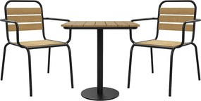Ogrodowy zestaw jadalniany z polywood i metalu: stół dł. 70 cm i 2 krzesła składane - Czarny - LYLIOS od MYLIA