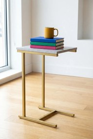 Minimalistyczny stolik boczny złoty + beton N5-B68