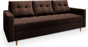 Masseno Sofa MILO z funkcją spania i pojemnikiem na pościel, Rozkładana sofa - Brązowy, KRONOS 06