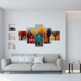 Obraz - Malowane jesienne miasto (125x70 cm)