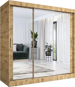 Szafa przesuwna z lustrem dąb artisan 200 cm połysk P0-P89