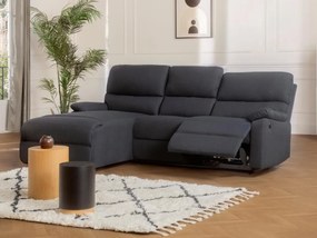 Kanapa narożna z elektryczną funkcją relax z tkaniny – kolor antracytowy – lewostronna -  LUNANO