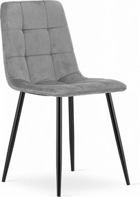 Krzesło do jadalni Valora PYRA – jasnoszary aksamit z czarnymi metalowymi nogami x1
