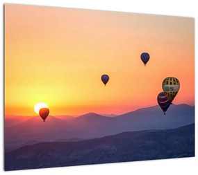 Obraz na szkle - balony na ogrzane powietrze (70x50 cm)