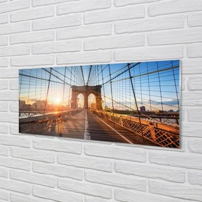 Panel Szklany Świt nad Mostem i Drapaczami Chmur
