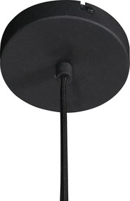 Lampa wisząca w stylu Japandi, czarna, z abażurem z tkaniny, 45 cm - Sable