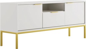 Stojąca szafka pod TV z szufladą 135 cm biały + złoty S9-K35