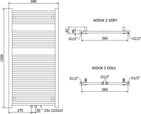 Mexen Pluton grzejnik łazienkowy 1200 x 600 mm, 726 W, czarny - W106-1200-600-00-70
