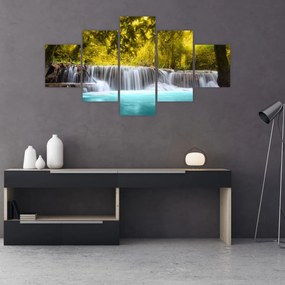 Obraz - Wodospad w jasnych kolorach (125x70 cm)