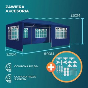 Namiot imprezowy NEAPOL, 3x6m, niebieska Jurhan