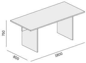 Biurko SINGLE SOLID, 1800 x 800 x 743 mm, biały