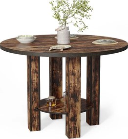 Okrągły stół jadalny dla 4 osób, 100 cm, stół kuchenny z półką do przechowywania