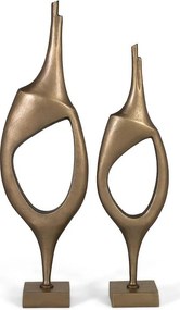 Zestaw 2 figurek dekoracyjnych z aluminium z wykończeniem w kolorze brązowym