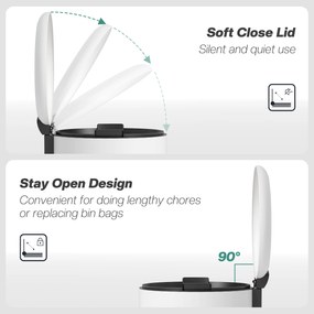 HOMCOM Kosz na Śmieci 30L, z Pedałem, Blokowalna Pokrywka, Odporny na Plamy, Kremowy