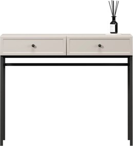 Toaletka Lorini 100 cm z szufladami - kaszmir / czarne uchwyty / stelaż