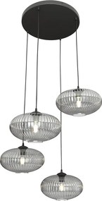 Szklana lampa wisząca z grafitowymi kloszami - D175 B8-G58