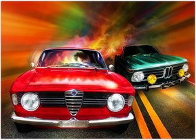 Obraz - Retro samochody wyścigowe (70x50 cm)