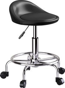HOMCOM Obrotowy Taboret z Regulacją Wysokości z Oparciem, 59-75 cm, Obrotowy 360°, Czarny