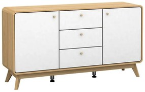 Biało-naturalna niska komoda w dekorze dębu 140x75 cm Caitlin – Støraa