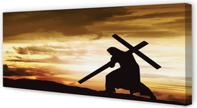 Zdjęcie na płótnie Jezus na Krzyżu o Zachodzie Słońca