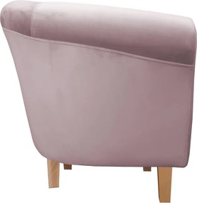 Fotel Milo tkanina Welur wygodny fotel tapicerowany do salonu i sypialni : Kolor nogi - Drewno, Kolor tkaniny - VELVET - MG55, Wysokość nogi - 15 cm