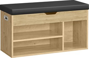 Szafka na buty z ławką i czarnym siedziskiem z eko skóry TAYLOR ARTISAN 80x30x44 cm