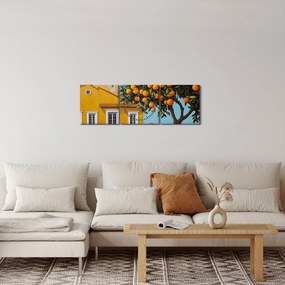 Obraz - Drzewo pomarańczowe (z zegarem) (90x30 cm)