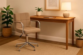 Pikowany fotel biurowy obrotowy bez kółek taupe B7-R59